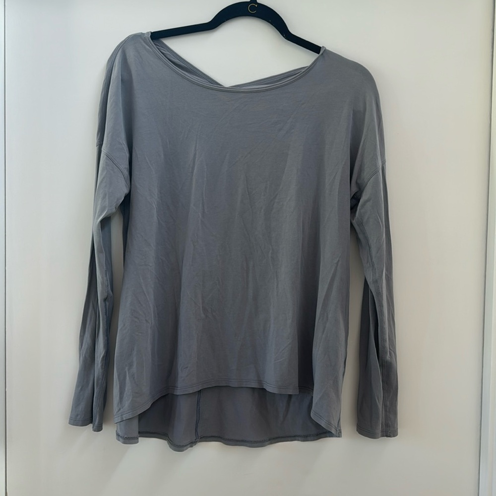 Lululemon Grey long sleeve; cross back